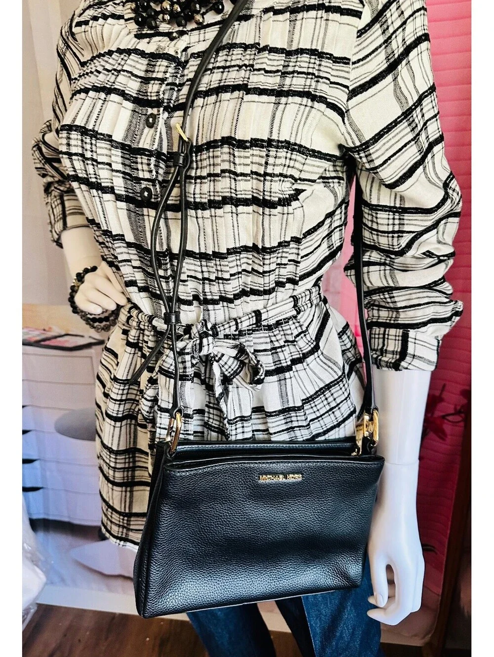 Michael Kors Trisha Medium Pebbled Leather Crossbody Bag